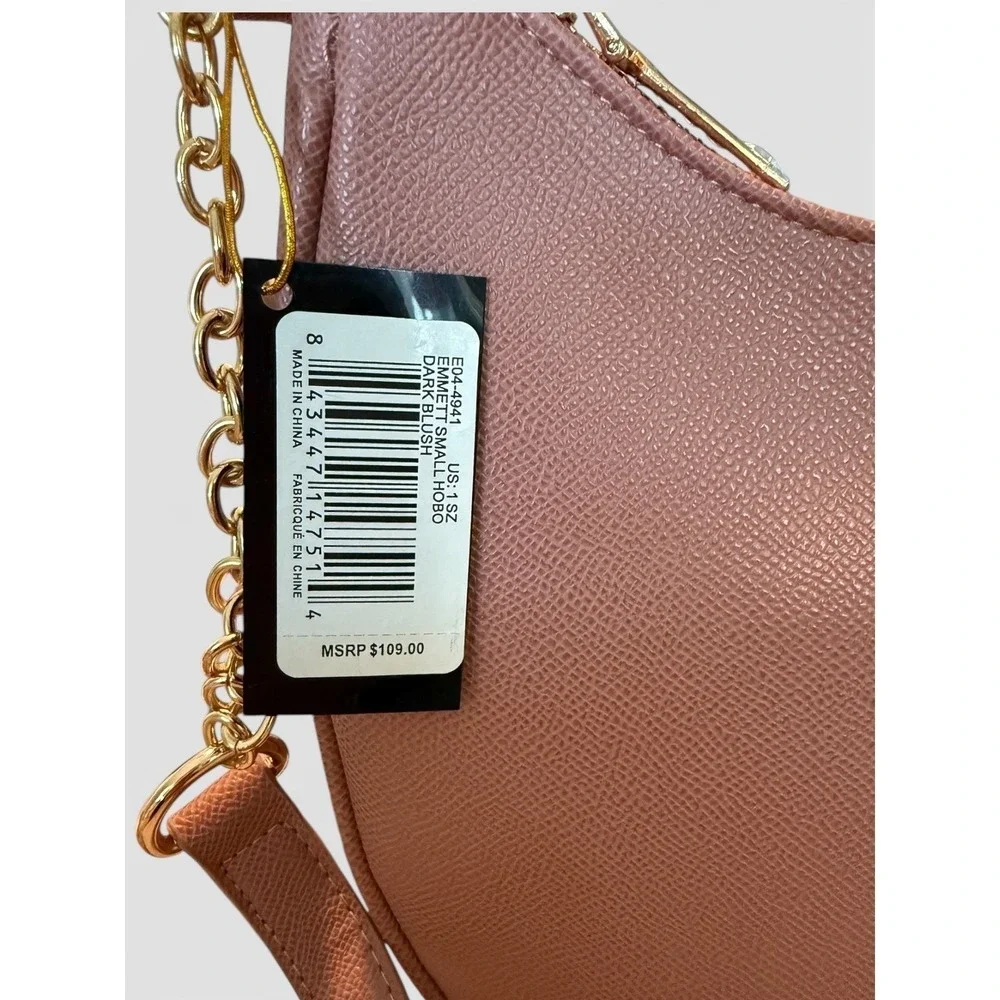 Bebe Emma Small Hobo Shoulder Bag Dark Blush Gold Chain Accents MSRP 109